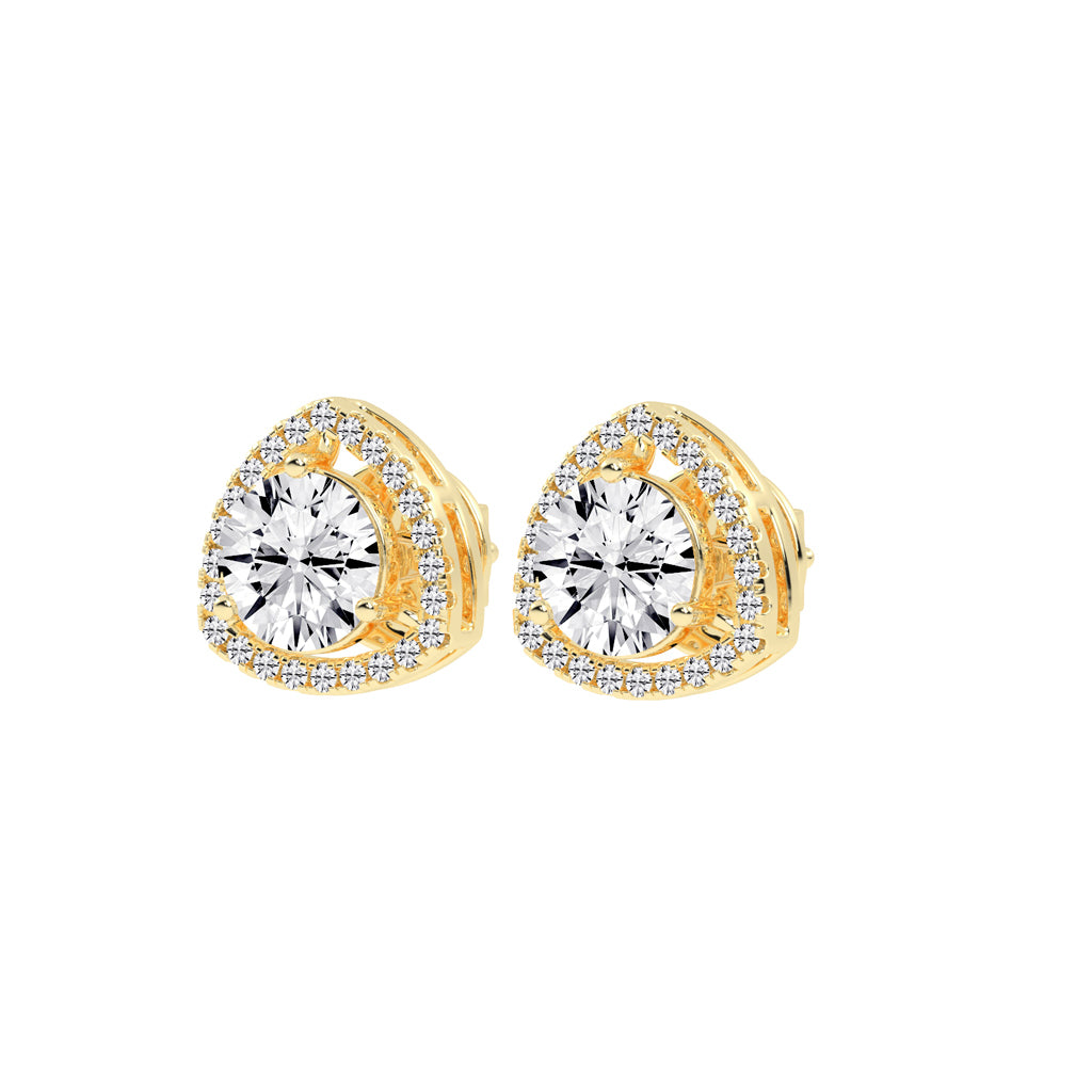 Triangular Halo Stud Earrings