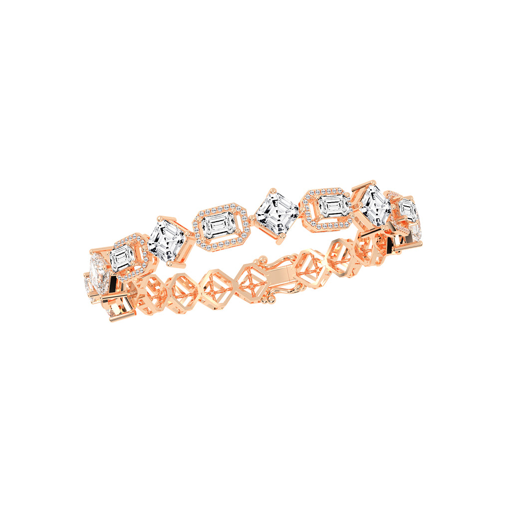 Fara 13.25Ct Miracle Setting Emerald Cut Fancy Lab Diamond Bracelet