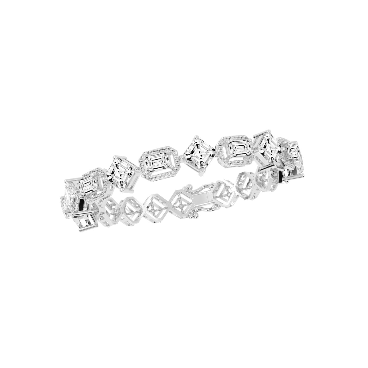 Fara 13.25Ct Miracle Setting Emerald Cut Fancy Lab Diamond Bracelet