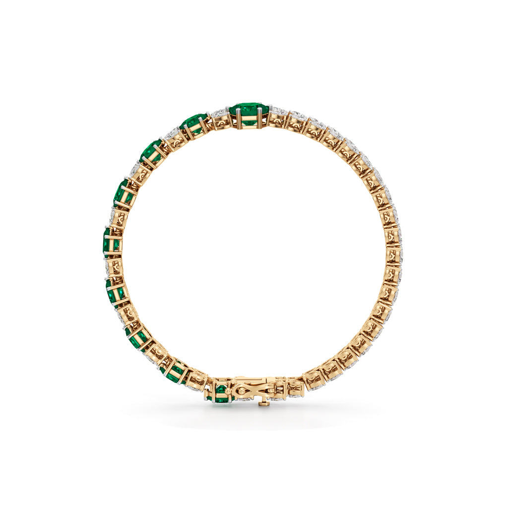 Majestic Hexagon Emerald & Pear-Cut 925 Silver 18k Gold Plated Luxury Tennis Bracelet