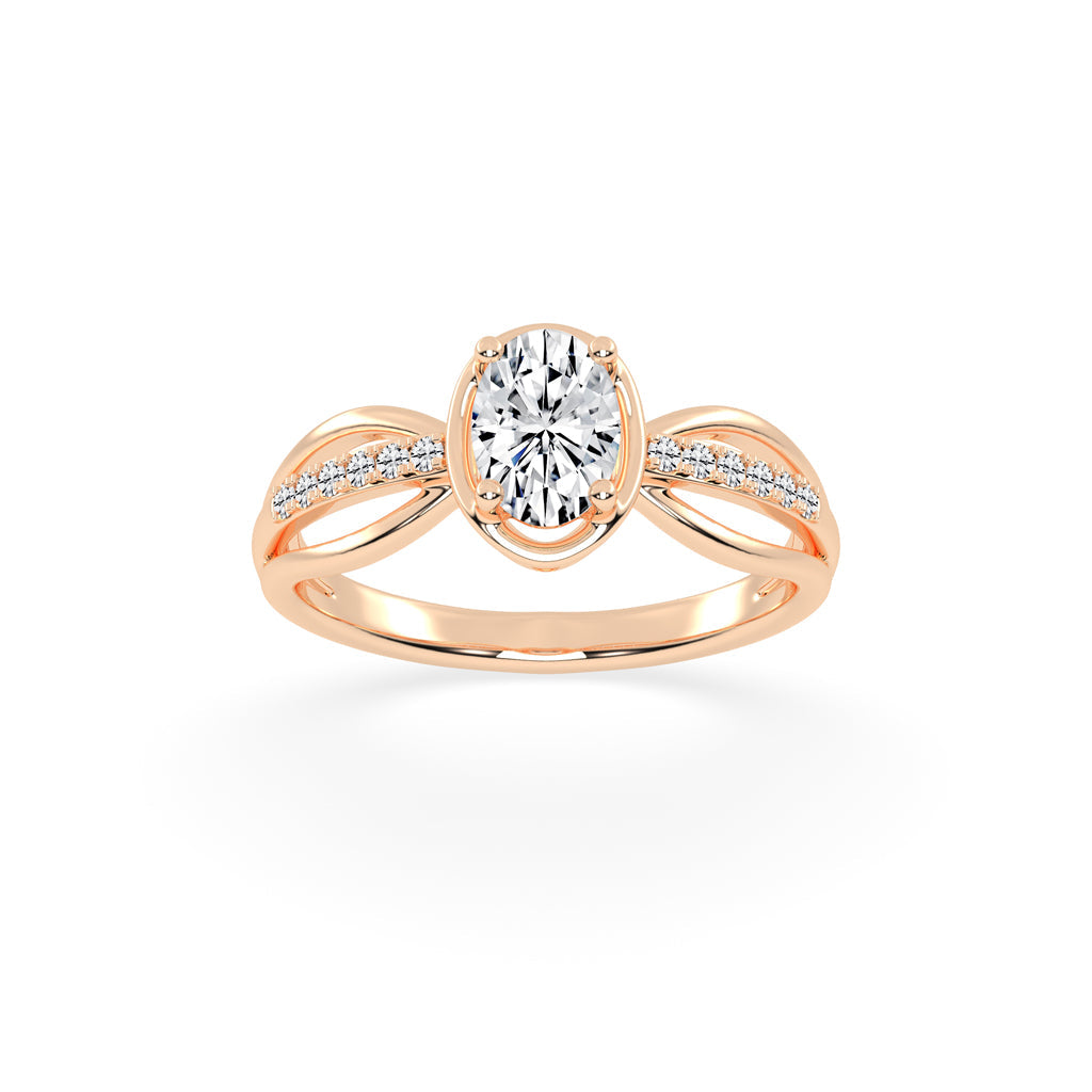 Triavell Split shank oval cut classic lab diamond ring