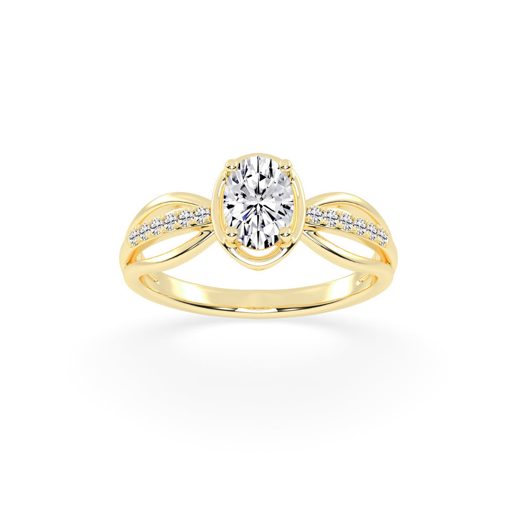 Triavell Split shank oval cut classic lab diamond ring