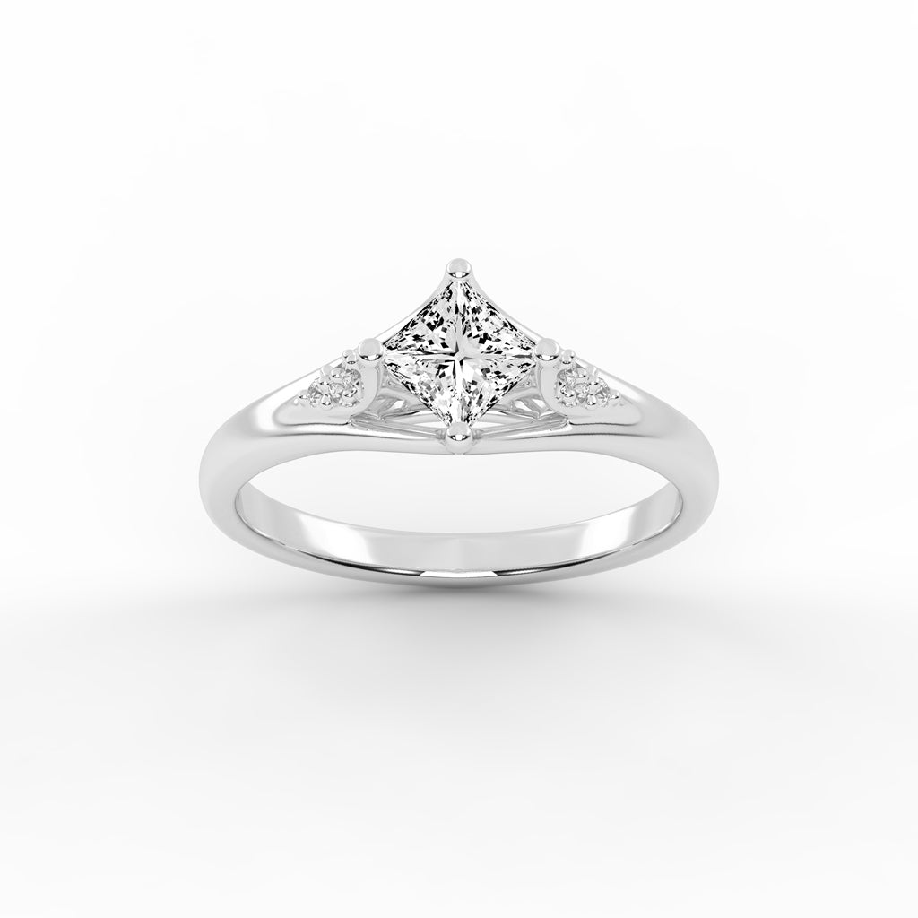 Divosia four prong Princess cut classic lab diamond ring