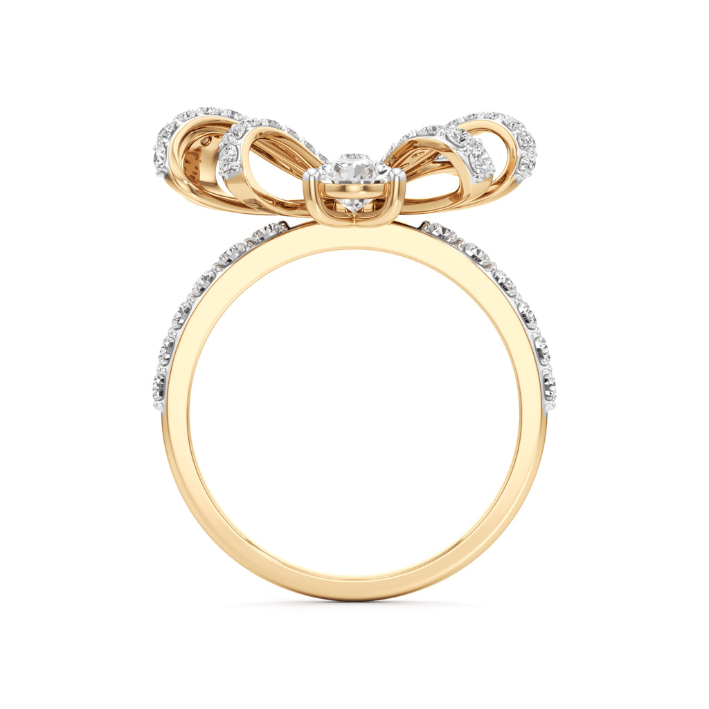 Dazzling Diamond Bow Ring with Dangling Pear
