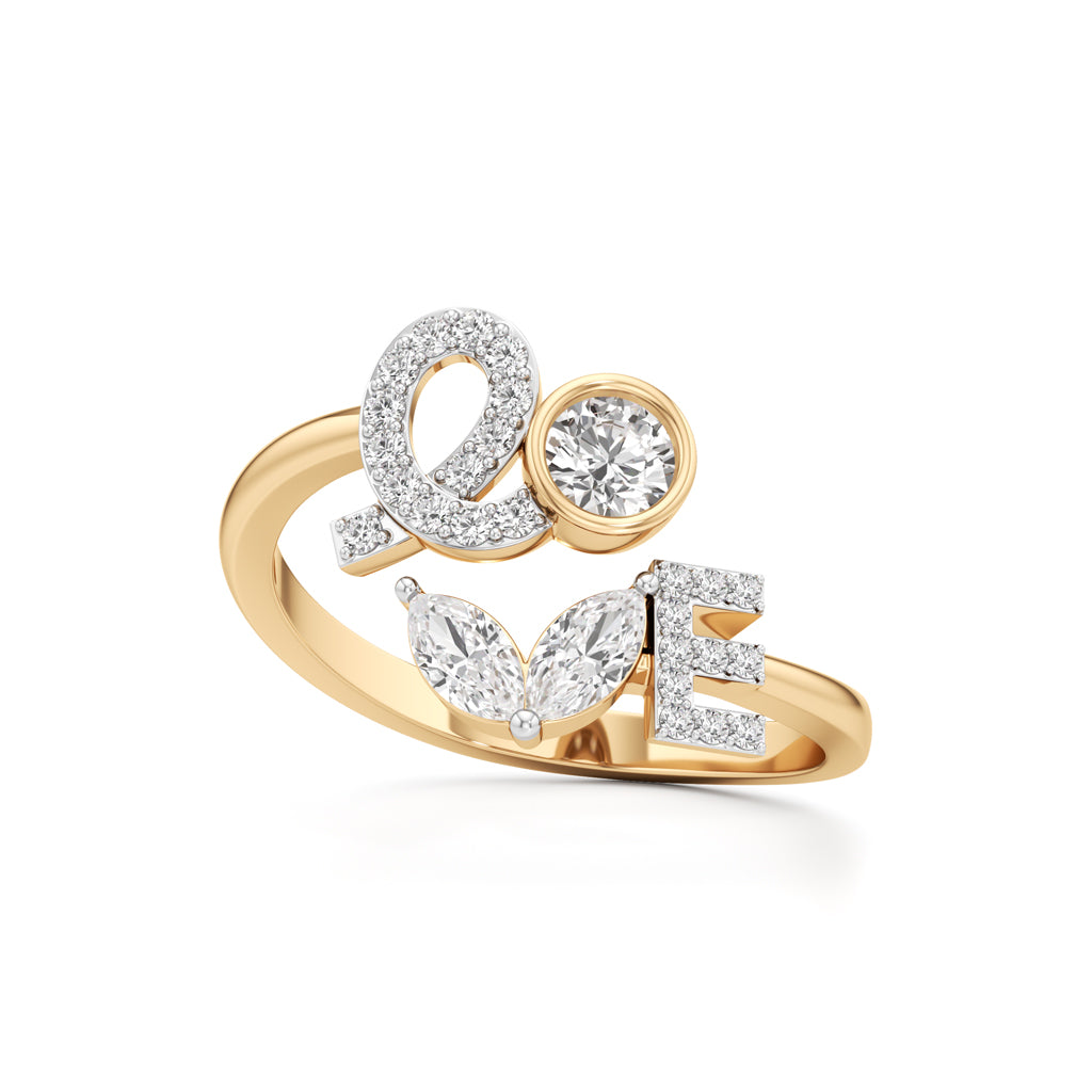 Love Diamond Script Fashion Ring