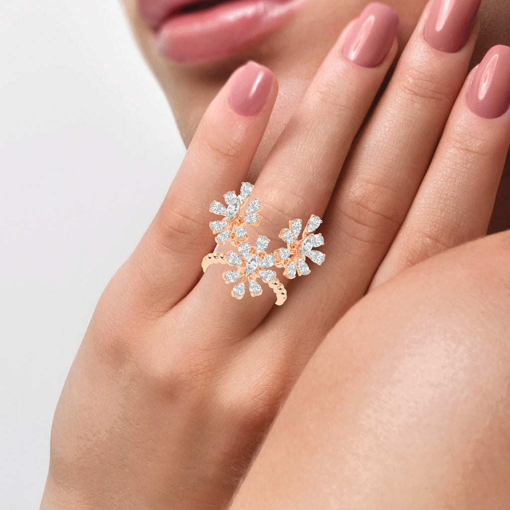 Diamond Blossom Cluster Ring
