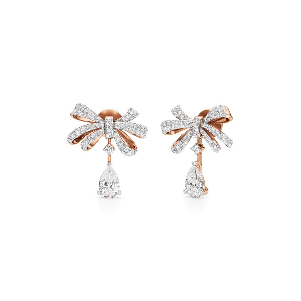 Diamond Ribbon Drop Earrings