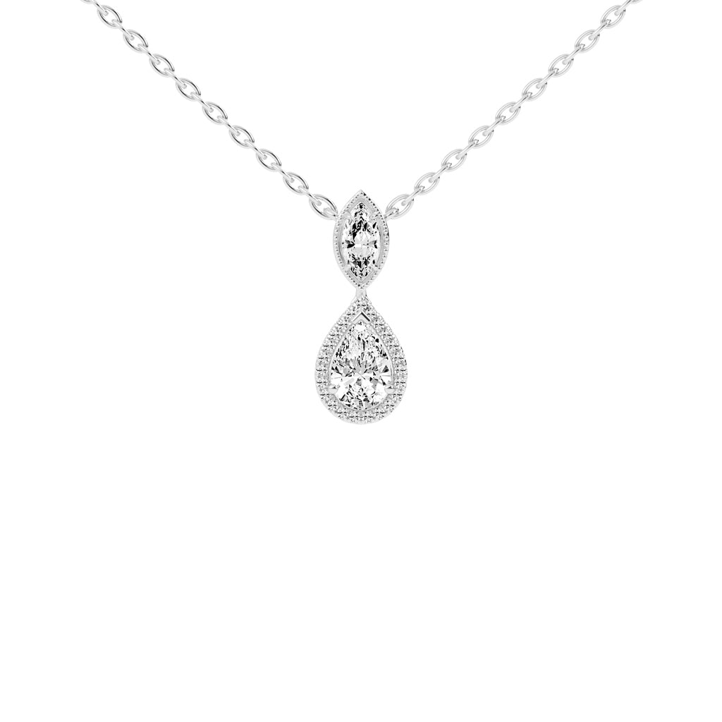 Novae Tear Drop Pear Cut Halo Lab Diamond Pendant
