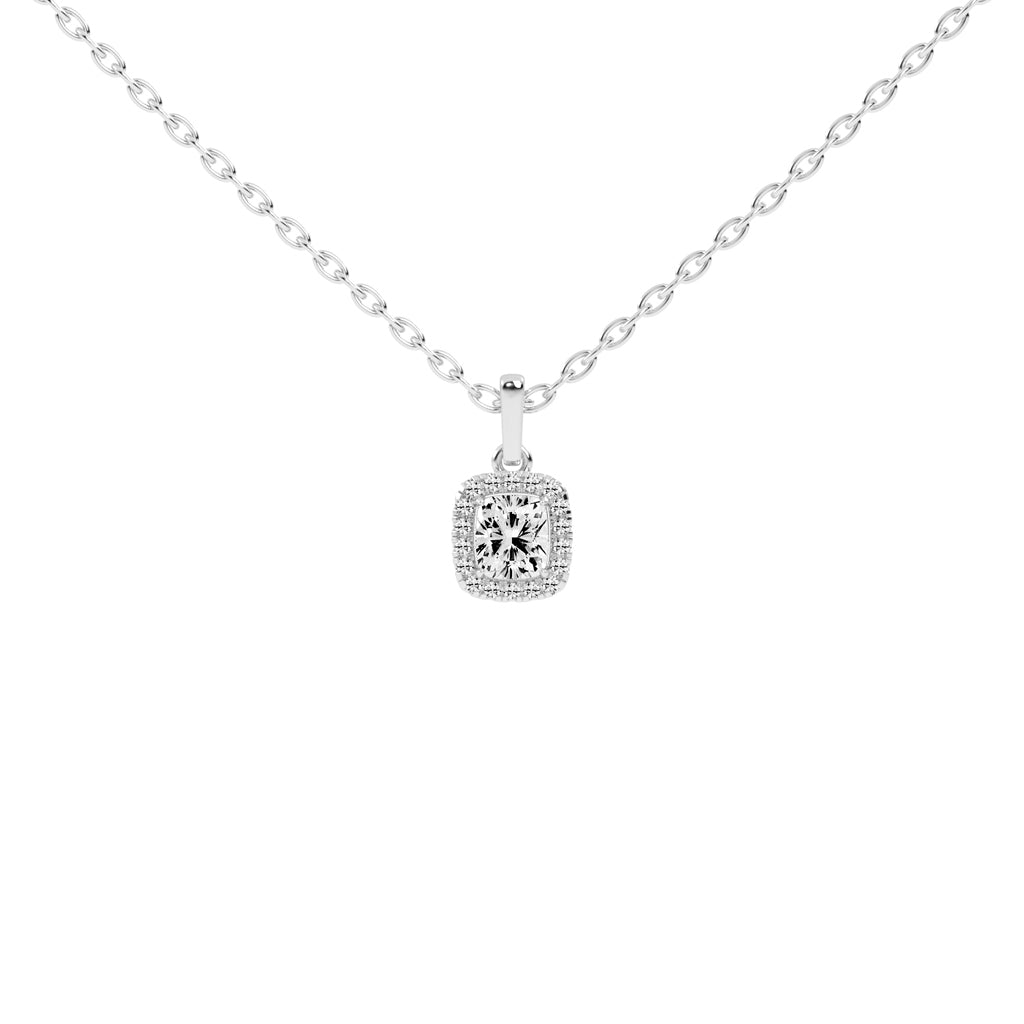 Fina Cushion Cut Halo Lab Diamond Pendant