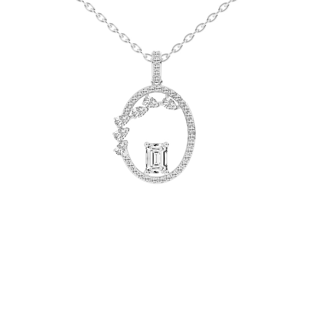 Tessa Geometric emerald cut fancy lab diamond Pendant