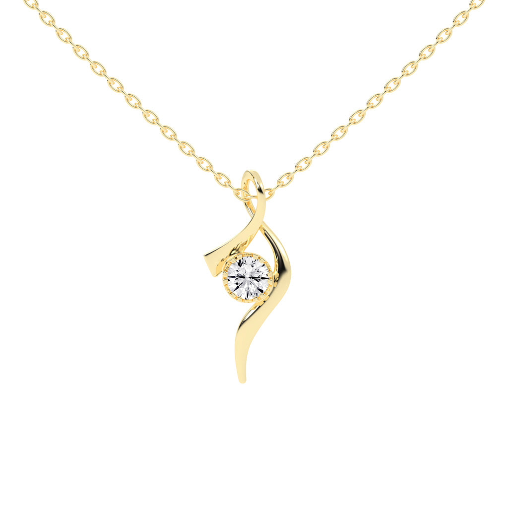 Serena ribbon round cut Delicate lab diamond Pendant