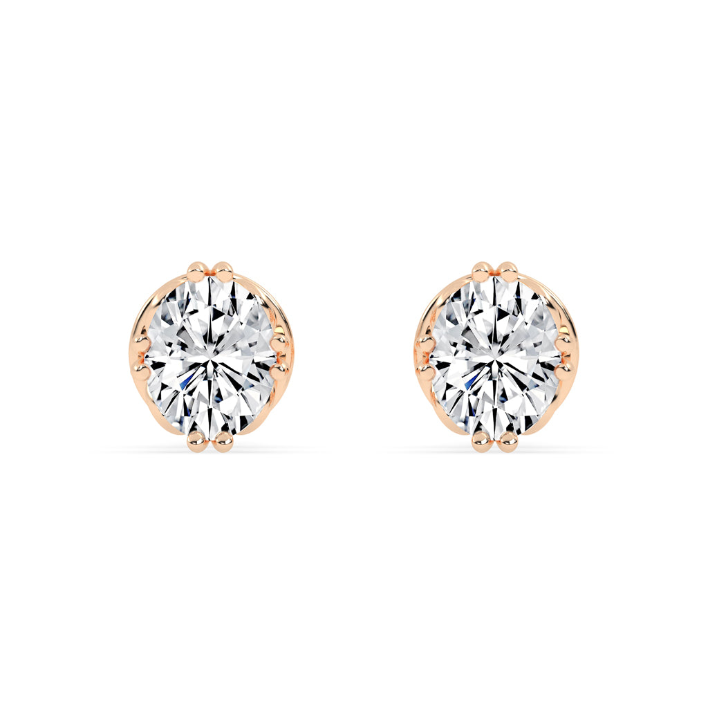 0.25Ct Oval Shape Gold Solitaire Studs Earrings