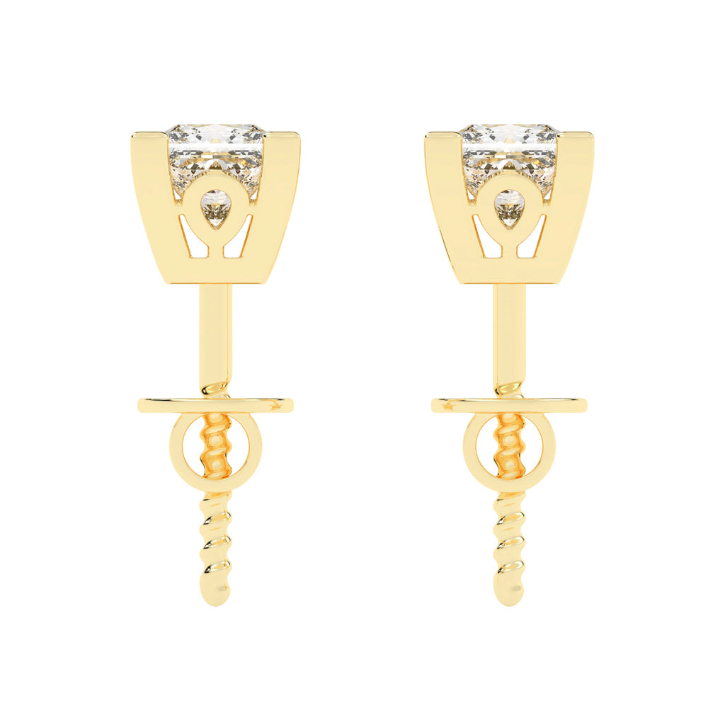 0.5Ct Princess Shape Rose Gold Solitaire Studs Earrings