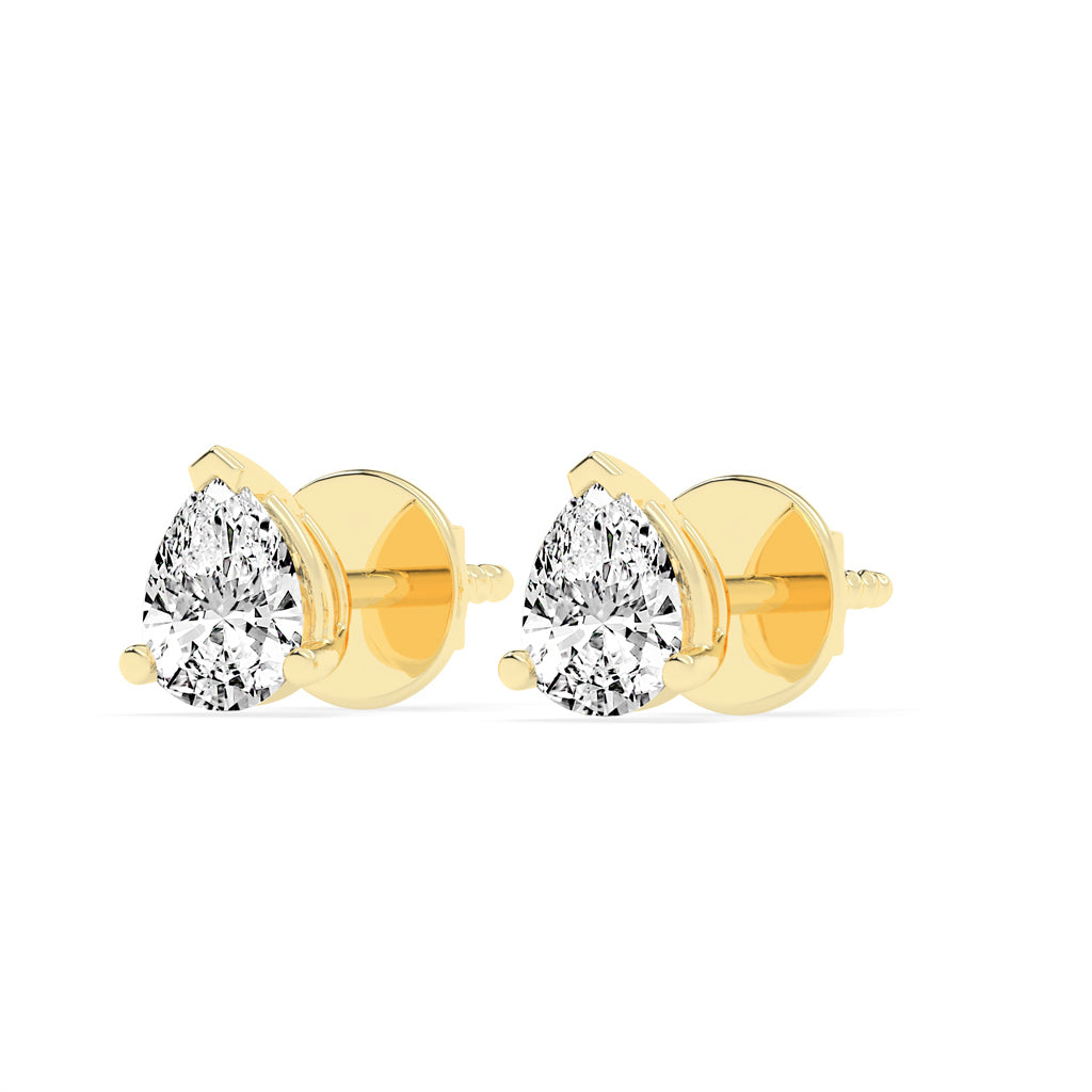 0.25Ct Pear Shape Yellow Gold Solitaire Studs Earrings
