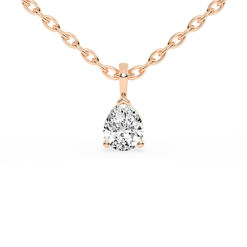 0.5Ct Pear Shape Yellow Gold Solitaire Pendants