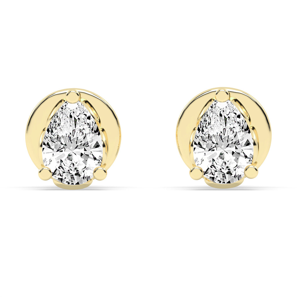 0.75Ct Pear Shape Gold Solitaire Studs Earrings