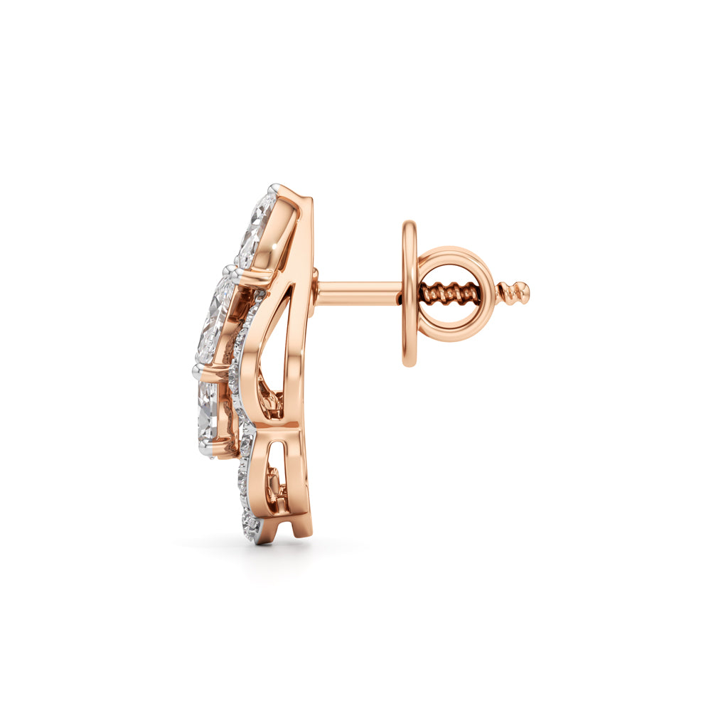 Diamond Floral Bloom Stud Earrings