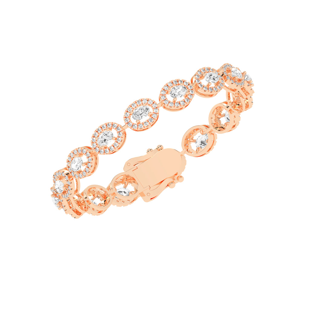 Elegant Red Stone Halo Gold Bracelet