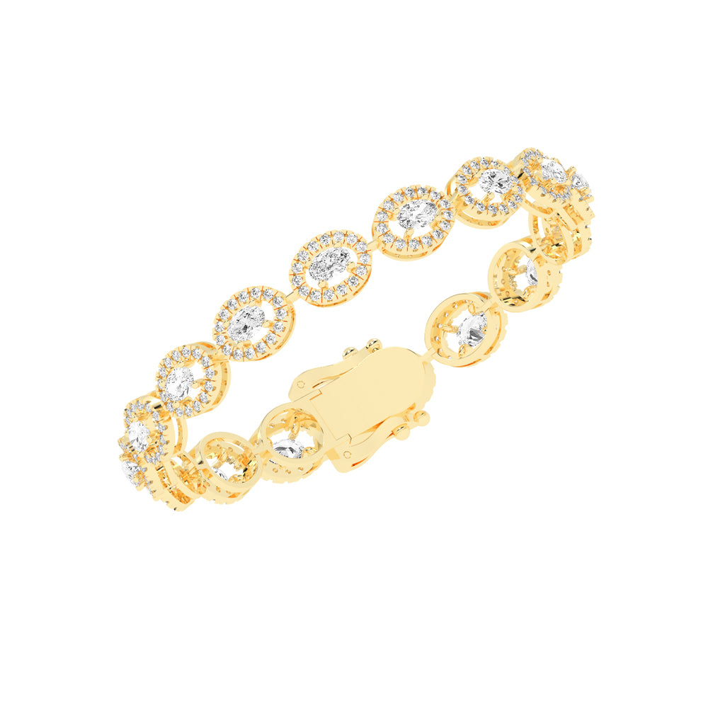 Elegant Red Stone Halo Gold Bracelet