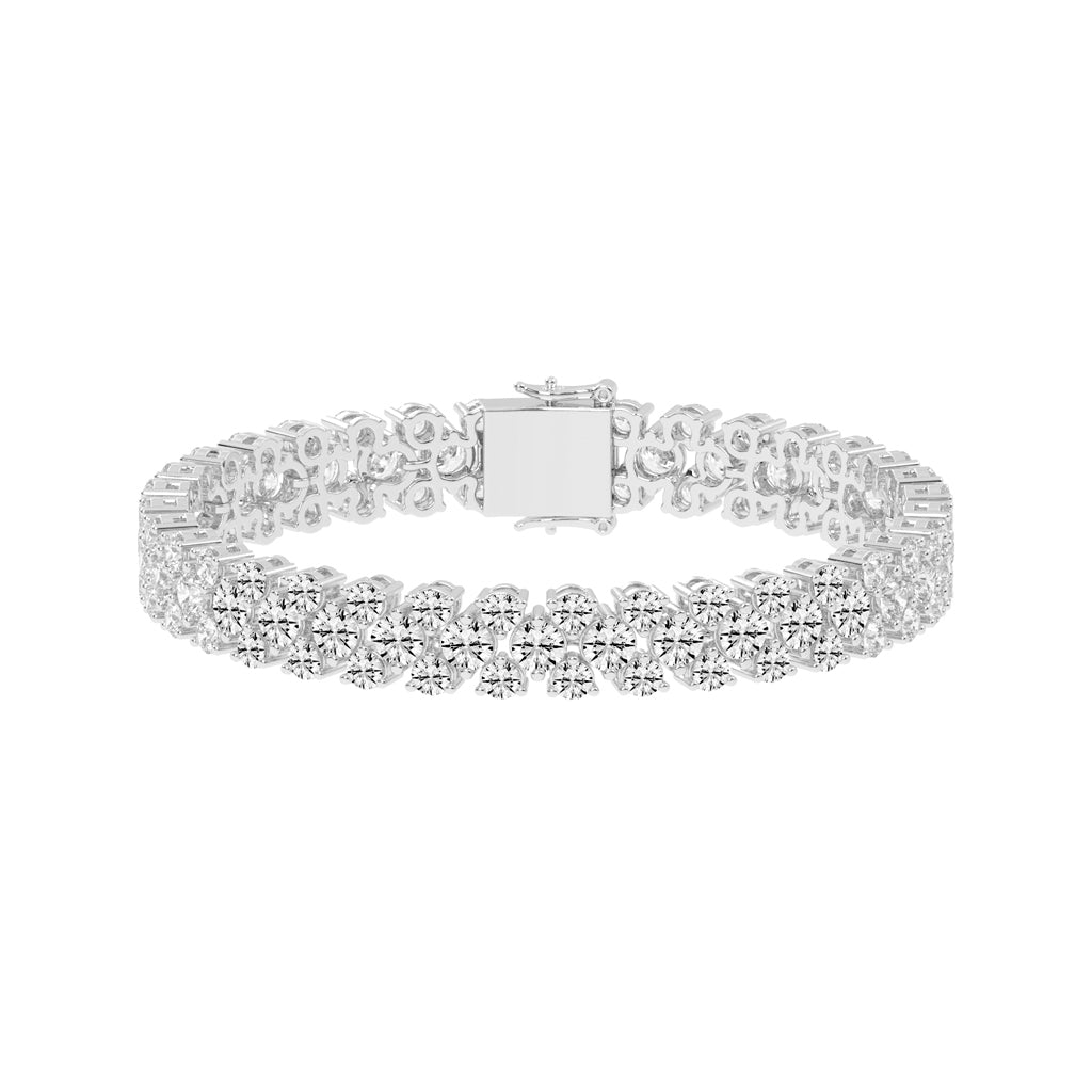 Brio Three Row Round Cut Fancy Lab Diamond Bracelet