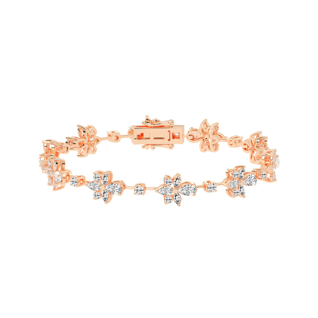 Lina Flower Style Pear Cut Fancy Lab Diamond Bracelet