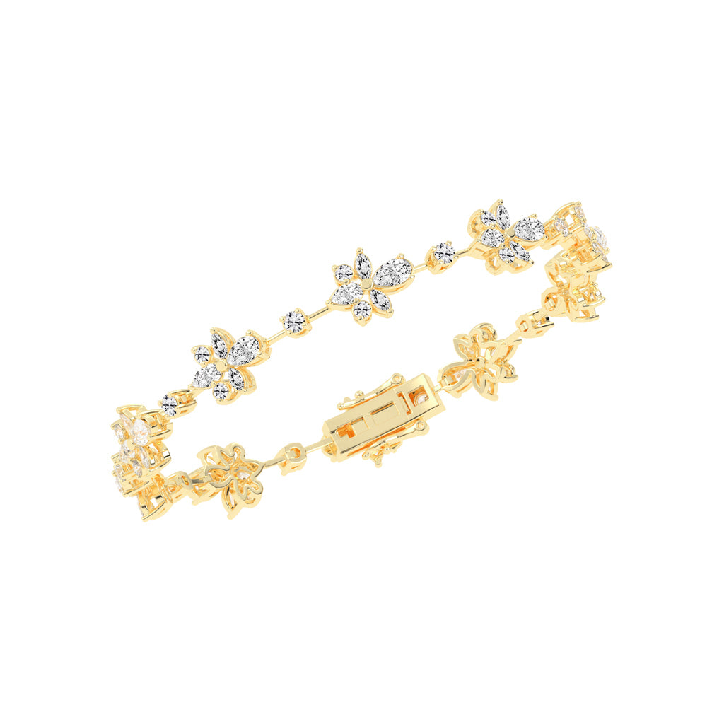 Lina Flower Style Pear Cut Fancy Lab Diamond Bracelet