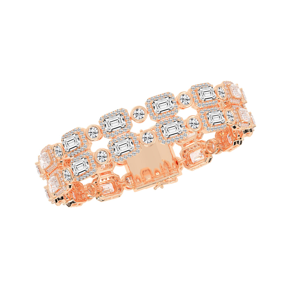 Avelis Double Emerald Cut Fancy Lab Diamond Bracelet