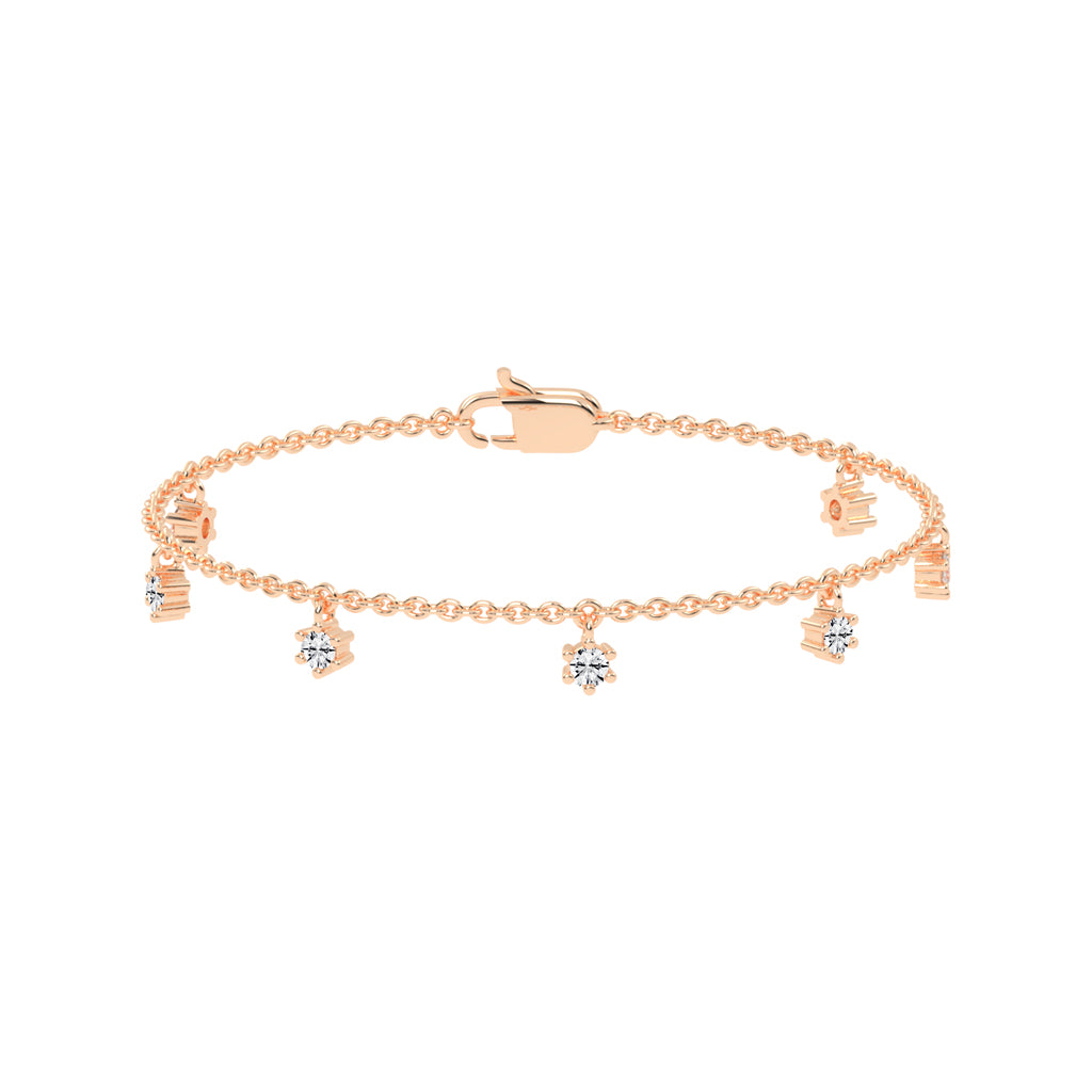 Aurora Belle Falling Round Cut Delicate Lab Diamond Bracelet