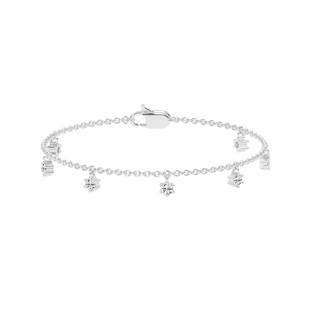 Aurora Belle Falling Round Cut Delicate Lab Diamond Bracelet