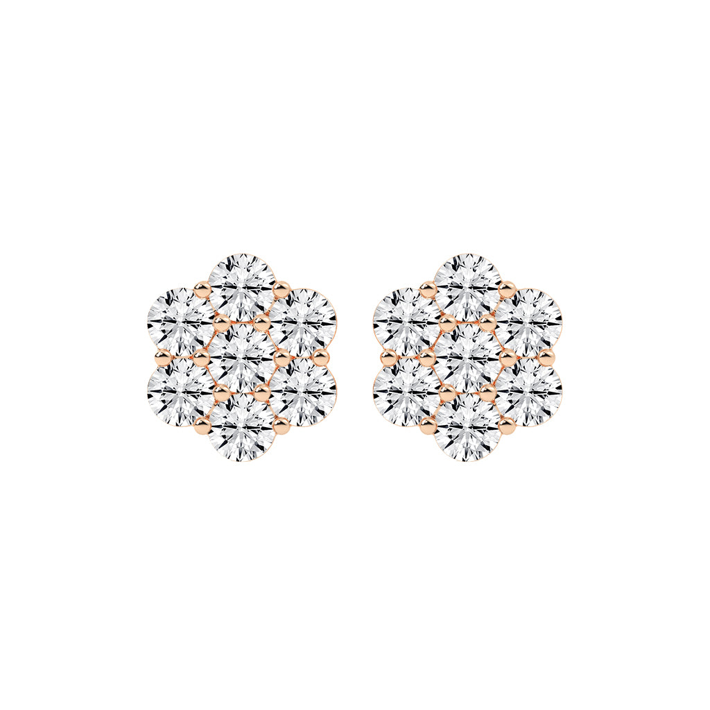 Cosmic Bloom Diamond Cluster Stud Earrings