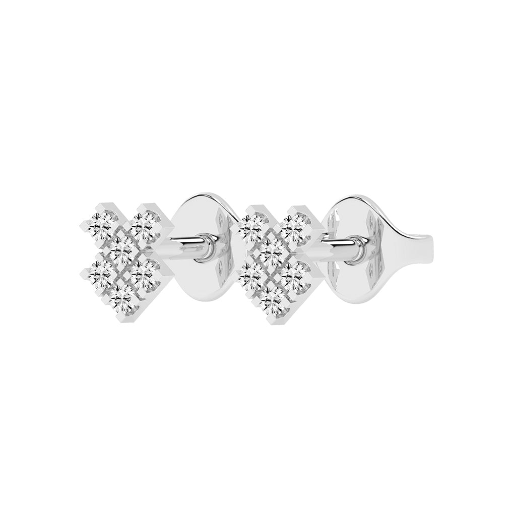 Pave Square Cluster Diamond Studs