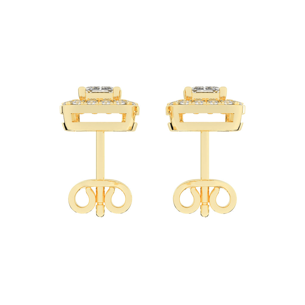 Regal Emerald Halo Diamond Studs