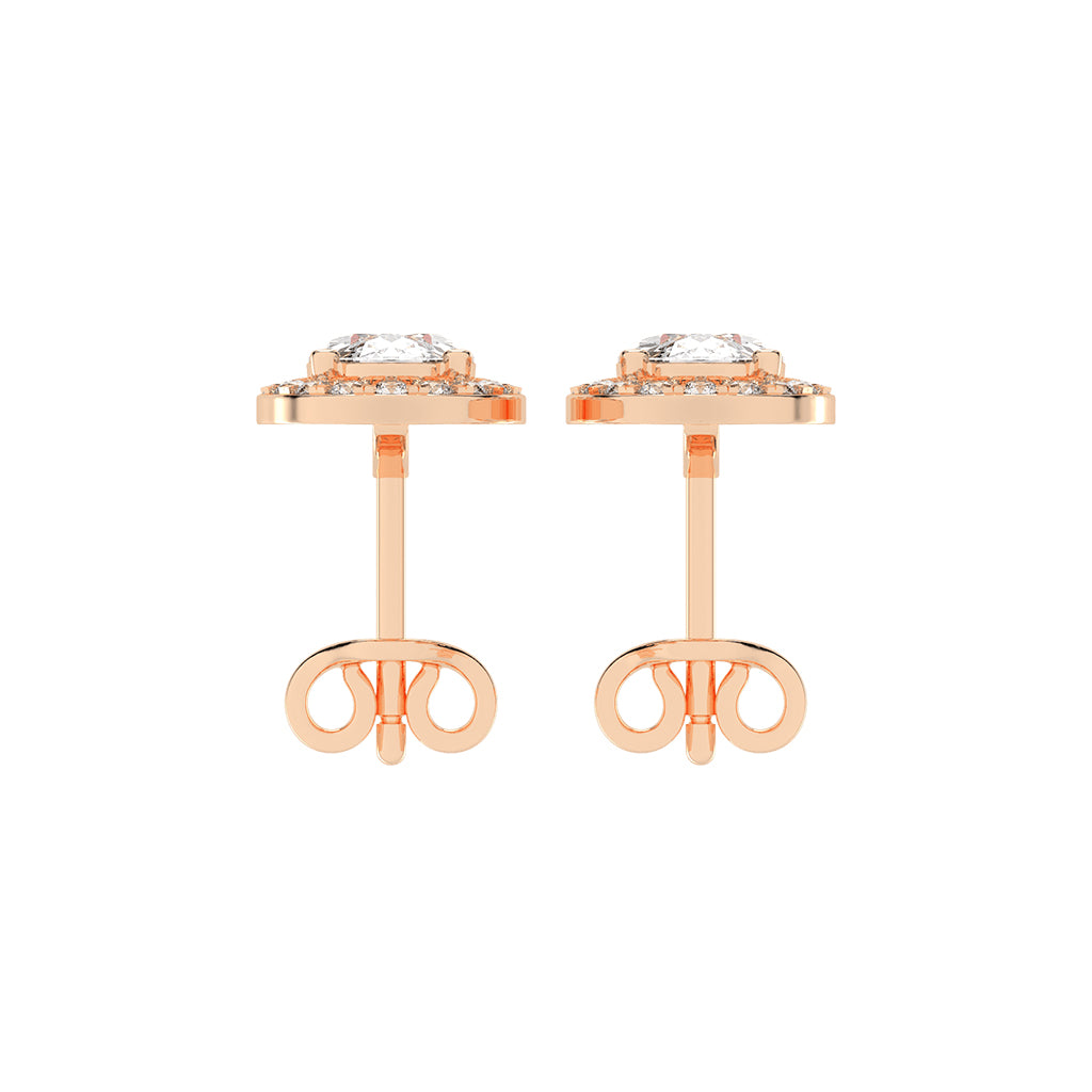 Elegant Oval Halo Brilliance Diamond Studs