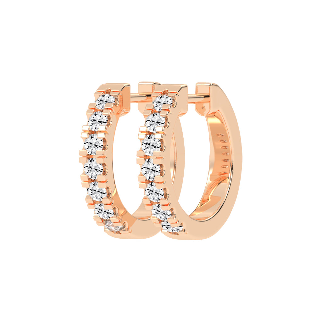 Triple Row Pave Hoop Earrings