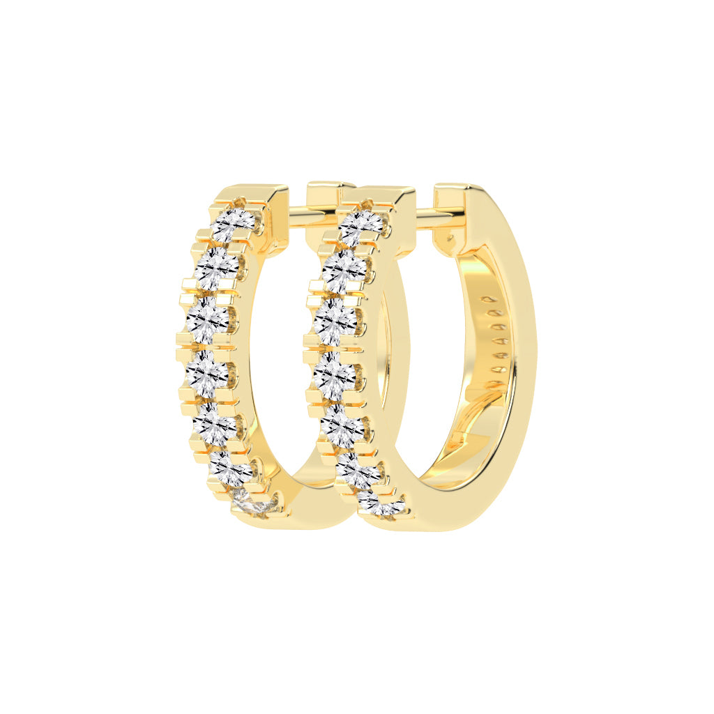Triple Row Pave Hoop Earrings