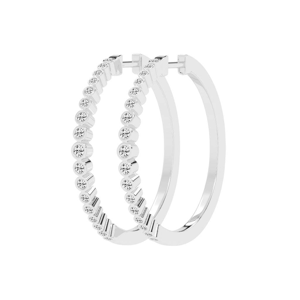 Bezel-Set Eternity Hoop Earrings