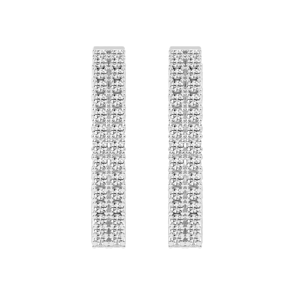 Parallel Sparkle Diamond Hoops Earrings