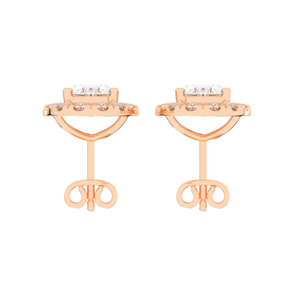 Eternal Aura Oval Halo Stud Earrings