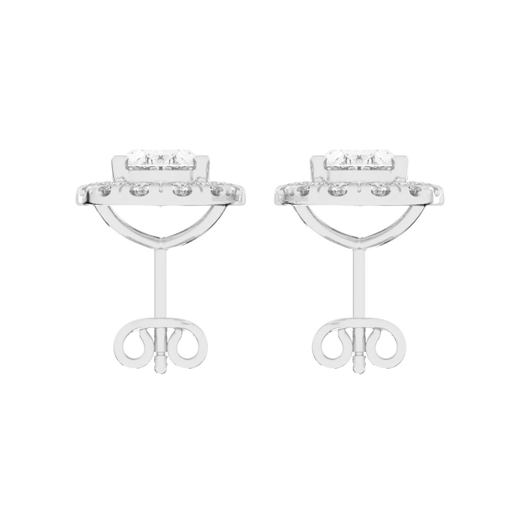 Eternal Aura Oval Halo Stud Earrings