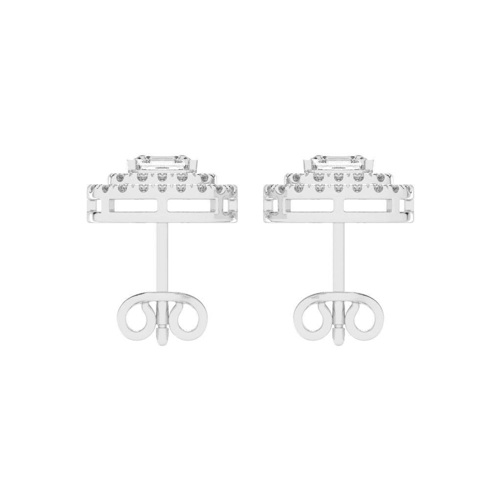 Emerald Majesty Double Halo Stud Earrings