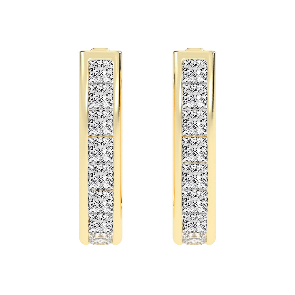 Regal Princess Cut Diamond Bar Earrings