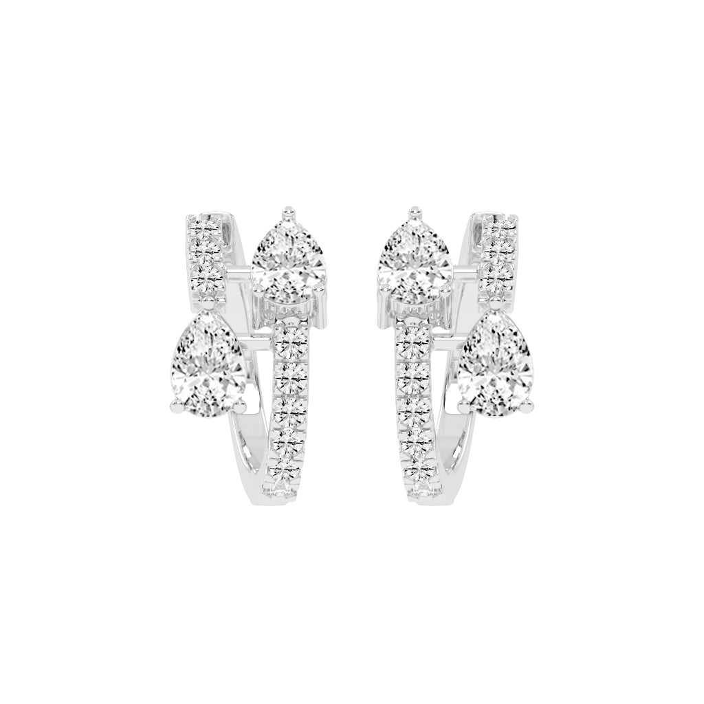 Cascading Pear Diamond Huggie Earrings
