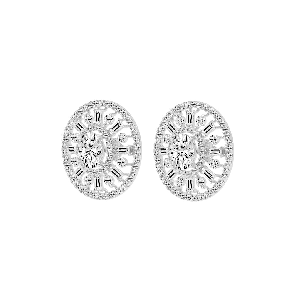 Oval Radial Sparkle Stud Earrings