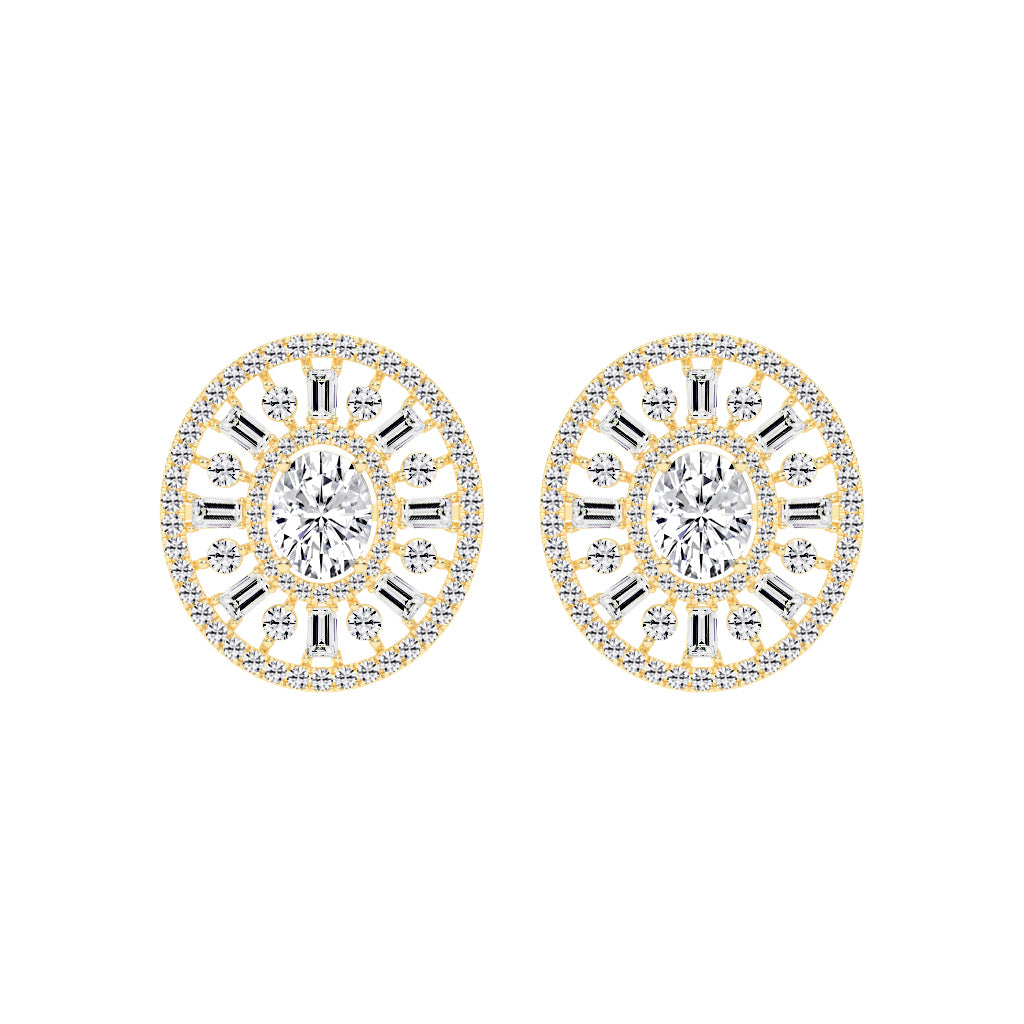 Oval Radial Sparkle Stud Earrings