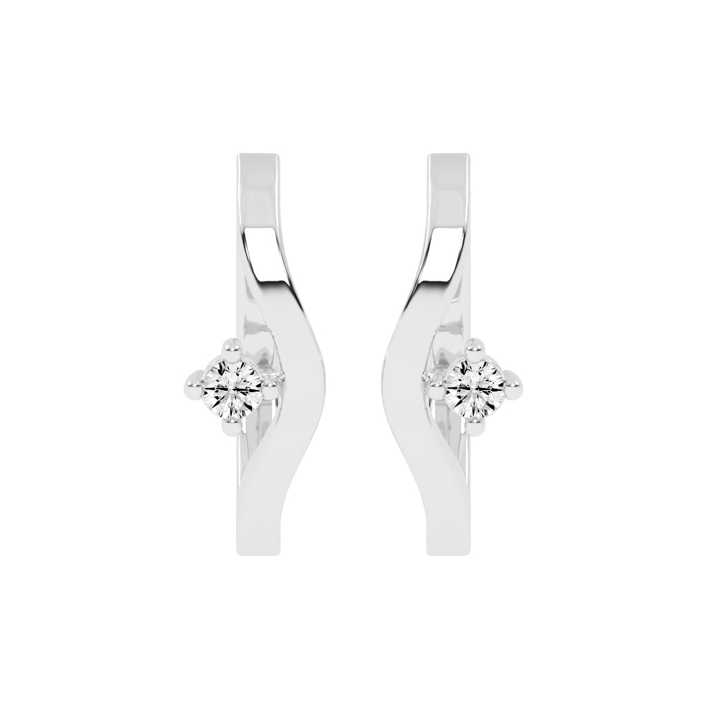 Wavy Solitaire Huggie Hoops