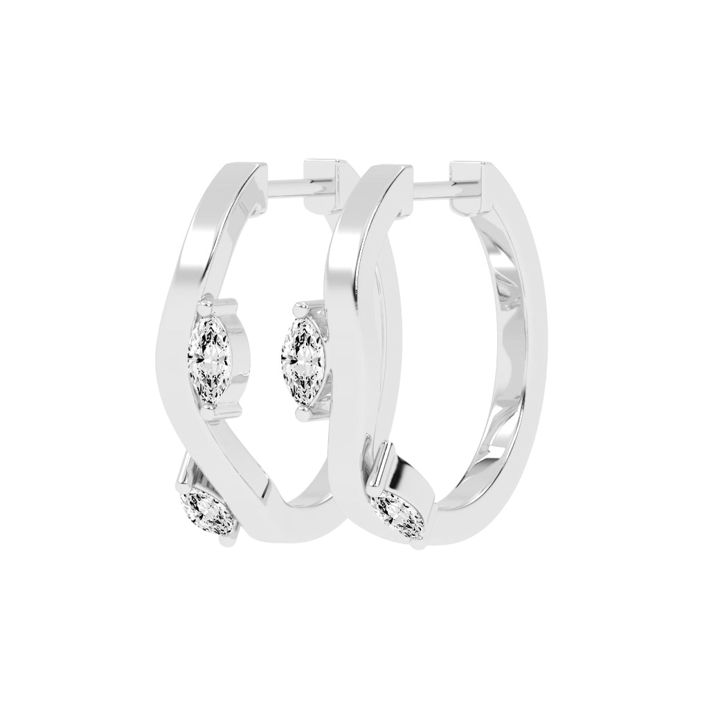 Marquise Solitaire Twist Hoops