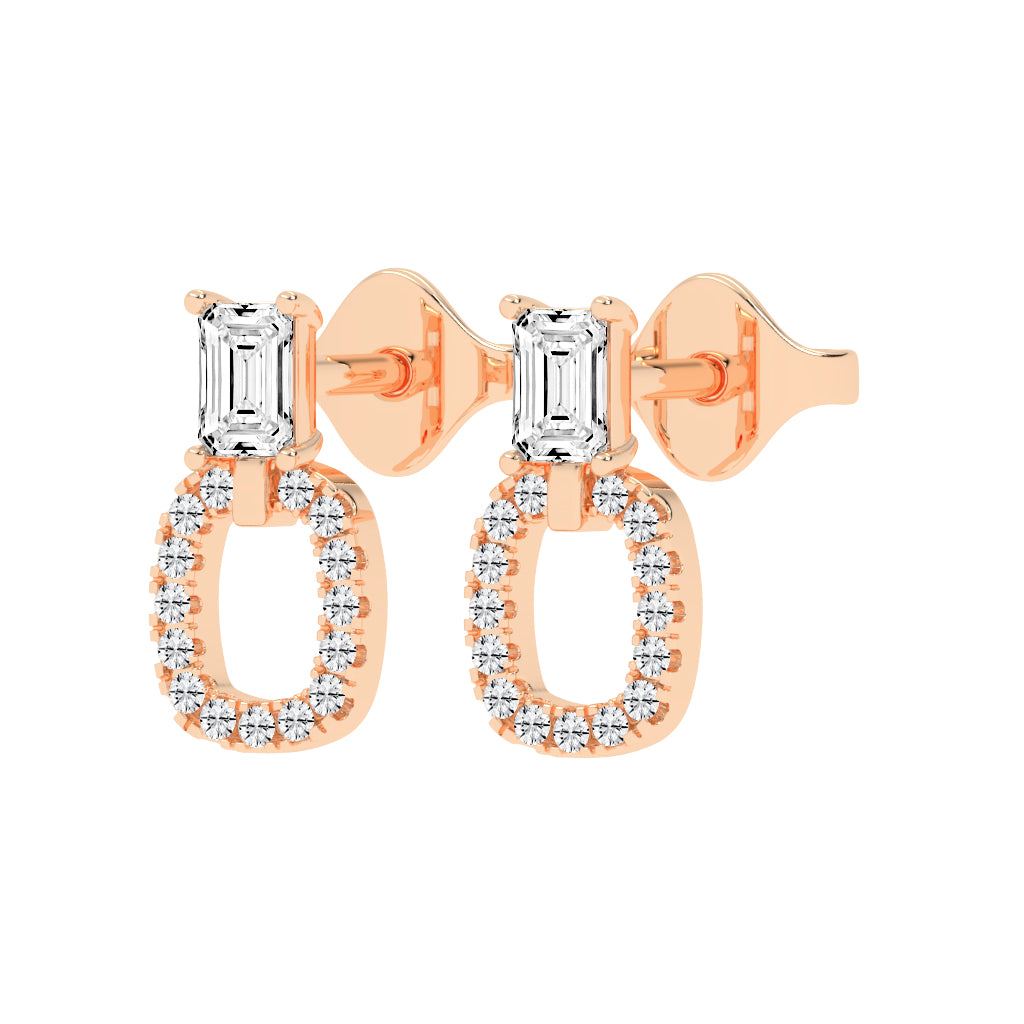 Baguette Cut & Pavé Diamond Earrings
