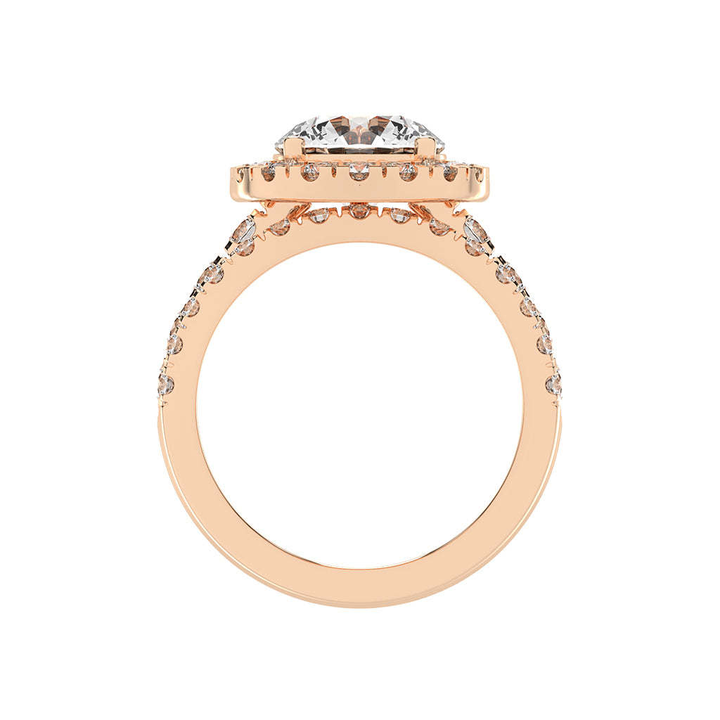 Halorielle two row round cut halo lab diamond ring