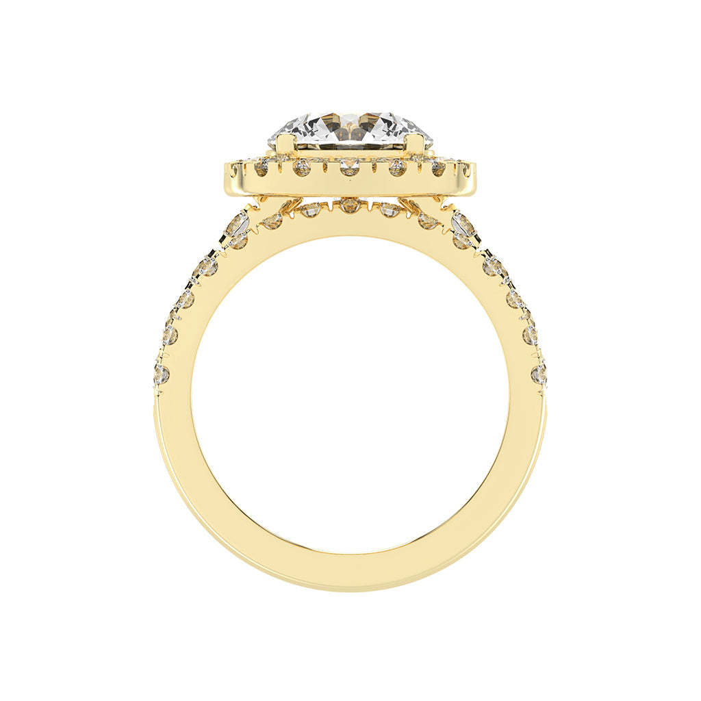 Halorielle two row round cut halo lab diamond ring