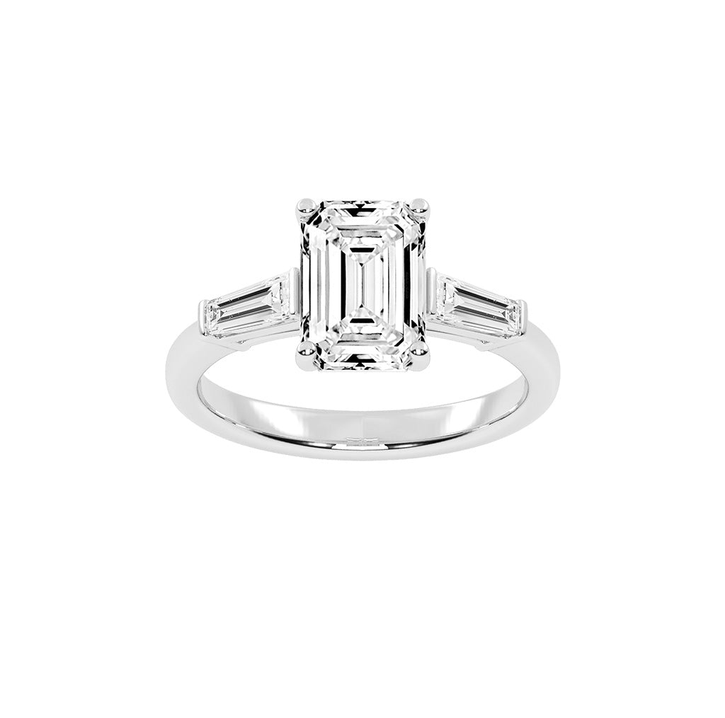 Elegant Three-Stone Emerald Cut Ring